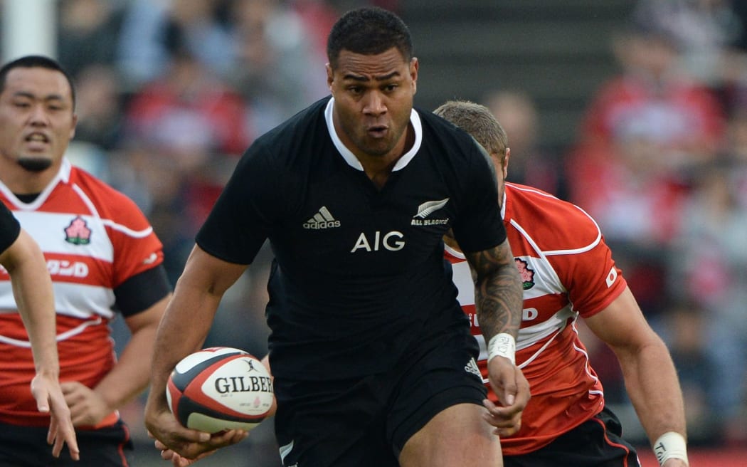 Frank Halai during his sole appearance for the All Blacks in 2013.