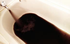 An example of the black, silty water in Tamatea.