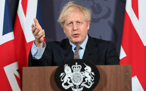 Britain's Prime Minister Boris Johnson holds a remote press conference to update the nation on the post-Brexit trade agreement, inside 10 Downing Street in central London on December 24, 2020.