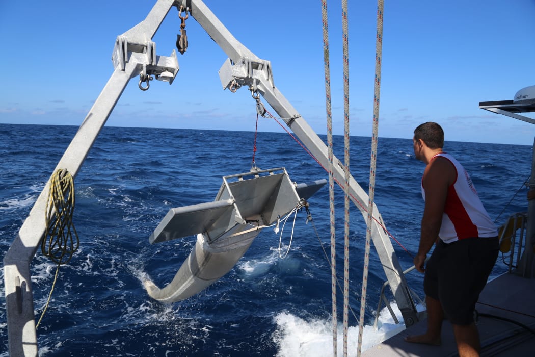 The Algalita Marine Research collecting plastic in the South Pacific Ocean.
