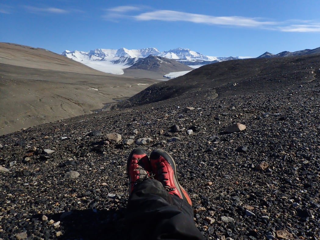 Lunch break view of Pierre Roudier from his recent research trip to Antarctica