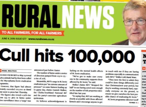 The front page of Rural news this week records a grim milestone in the M Bovis battle.