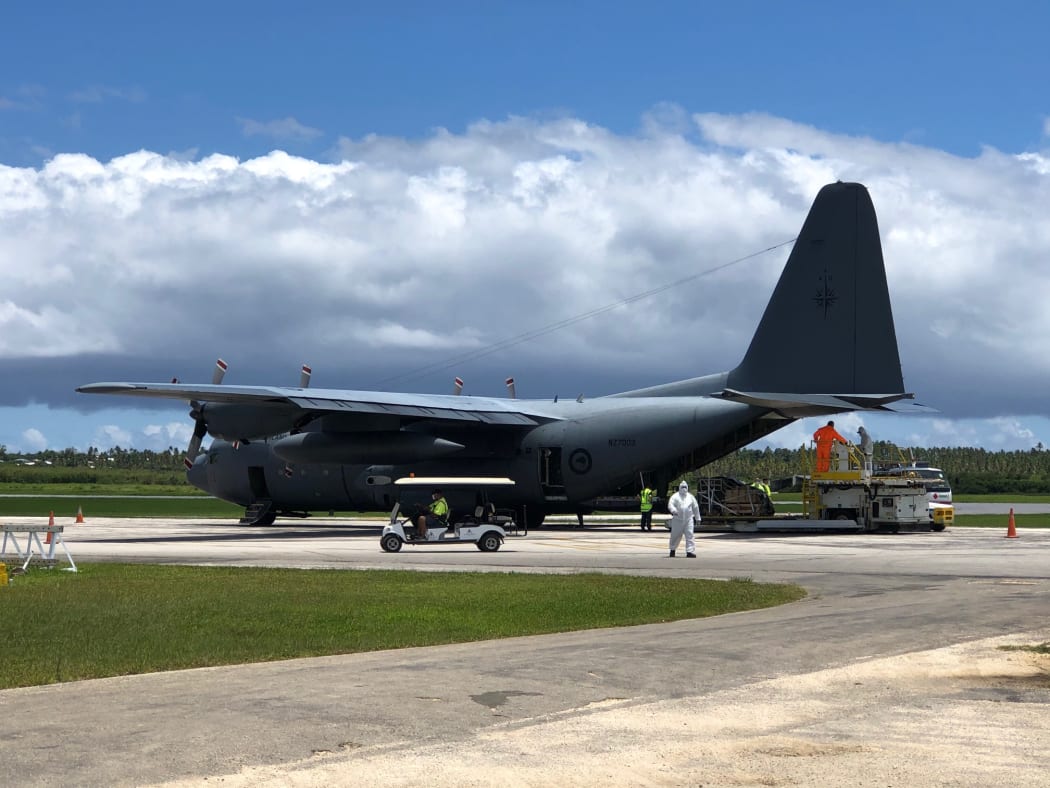 A C-130 Hercules has delivered Unimog parts and PPE gear to Tonga