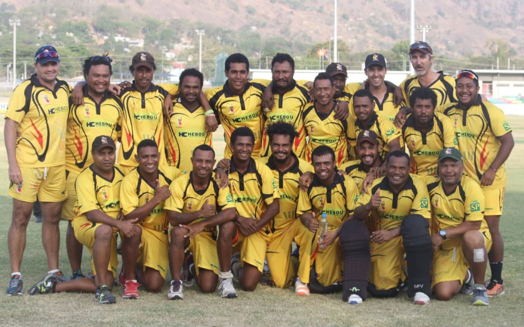 Papua New Guinea celebrate beating Scotland in the second ODI in Port Moresby.