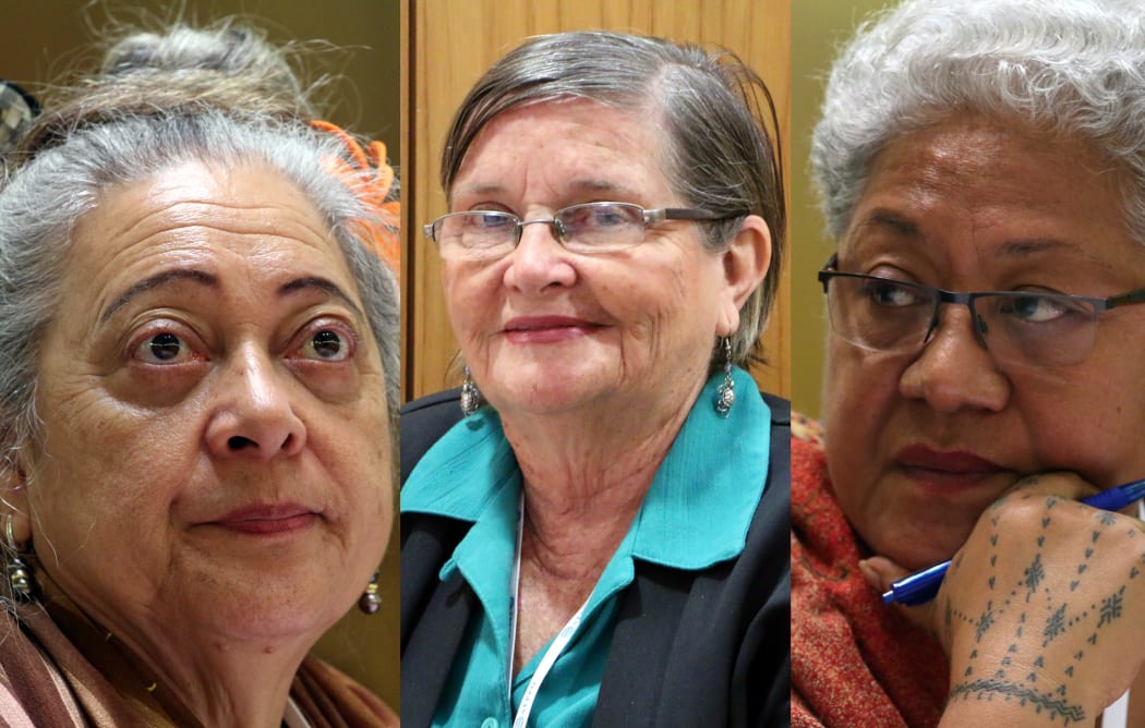 From left to right: the speaker of the Cook Islands Parliament Niki Rattle; Retired Papua New Guinea Politician Dame Carol Kidu; The Deputy Prime Minister of Samoa Fiame Naomi Mata'afa.