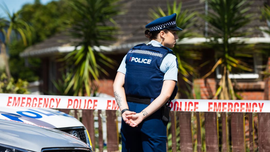 Police at murder scene in Waitaki Street, Henderson, west Auckland
