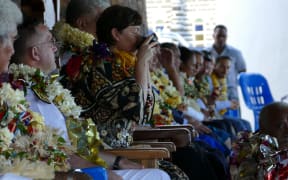 Annick Girardin drinks kava during her visit to Wallis and Futuna.