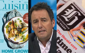 The Fairfax-published Cusine magazine, left, NZME-owned ZB presenter Mike Hosking, centre, and the New Zealand Herald, published by NZME.