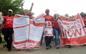 Supporters of the #BringBackOurGirls campaign march for the release of the schoolgirls kidnapped by Boko Haram.