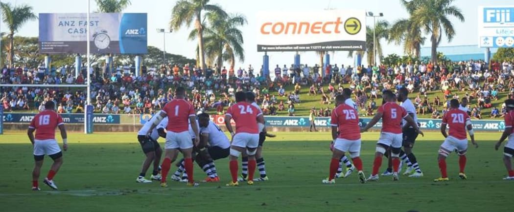 Fiji and Tonga during the Pacific Nations Cup opener in Suva.