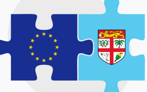 Vector Image - European Union and Fiji Flags in puzzle isolated on white background