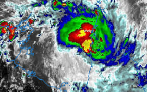 A satellite image of Cyclone Trevor last night.