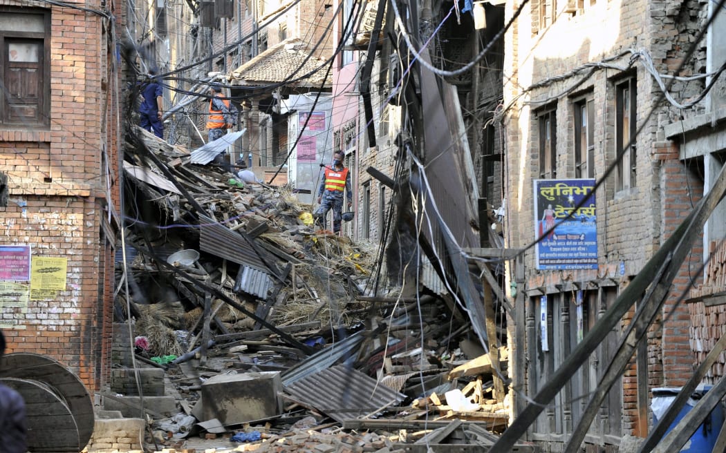 Damaged buildings in Bhaktapur, on the outskirts of Kathmandu, on 27 April 2015.