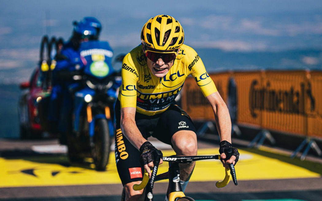 Jonas Vingegaard of Jumbo-Visma in action on the Tour de France.