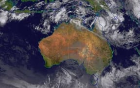 A satellite image showing Ita moving towards the far north Queensland coast on Friday.