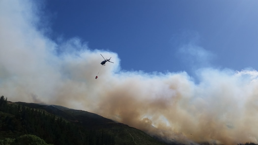 Nine helicopters were fighting the forest fire in the Waikakaho Valley by air on Wednesday.
