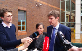 Colin Craig speaks to reporters outside the High Court in Auckland after the jury delivered its verdict.