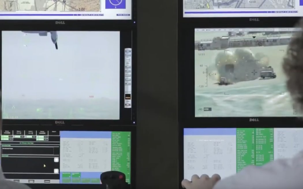 A screenshot from a Cubic Corporation video promoting its weapons training systems.