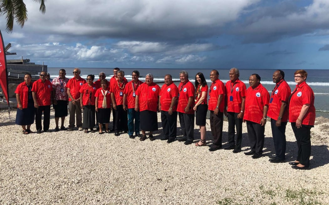 Pacific Islands Forum leaders gather for a group photo ahead of their retreat.