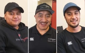 Left to right: YouthQuest volunteer and alumni Piripi Wallace; Kāpiti area manager Terry Poko; Piripi's brother and fellow YouthQuest volunteer Adrian Wallace