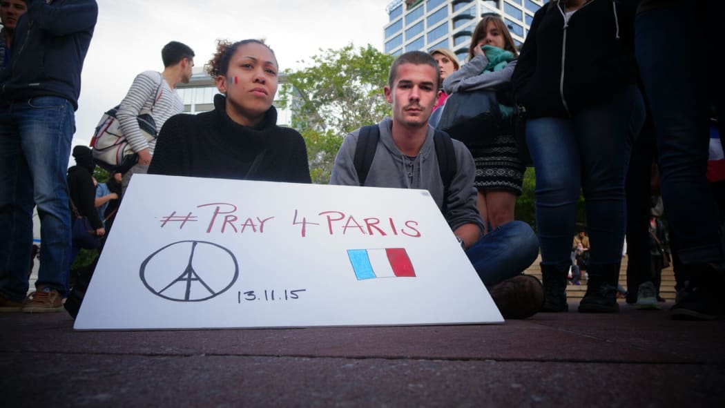 Vigil at Aotea Square, Auckland following the Paris attacks.