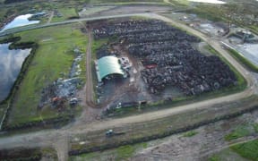 Drone photo of the Kauri Ruakaka stockpile which gives an idea of the scale of the business.