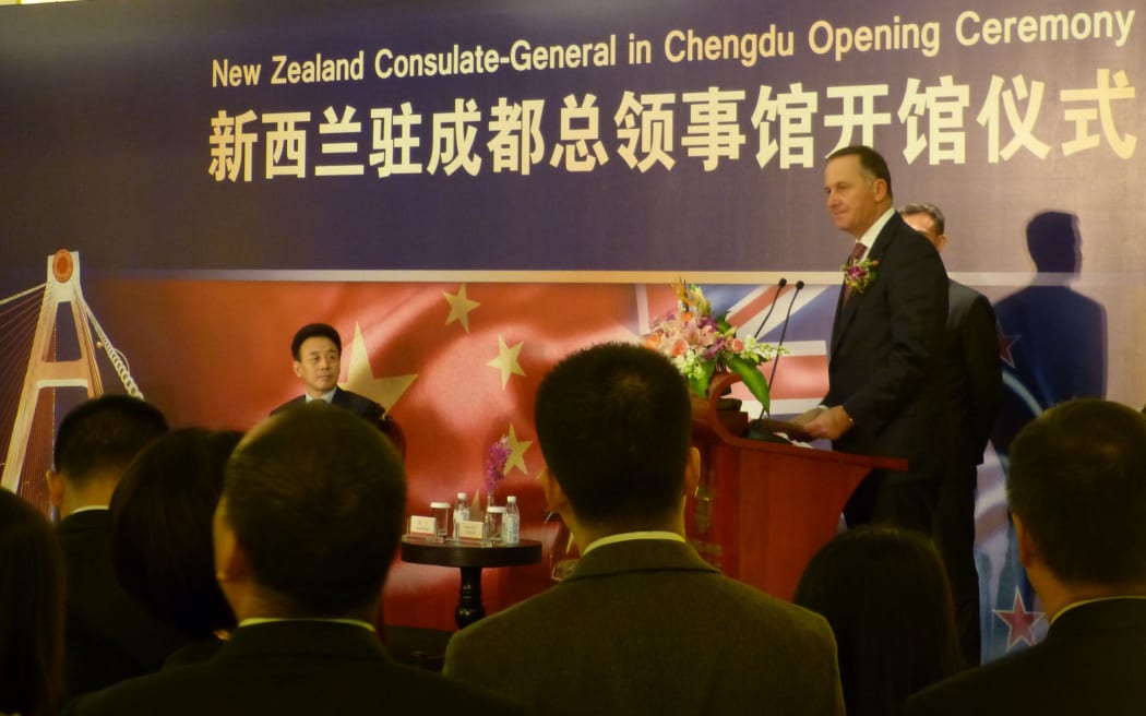 Prime Minister John Key at the opening of a New Zealand diplomatic post in Chengdu, China.