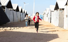 Syrian children at a refugee camp