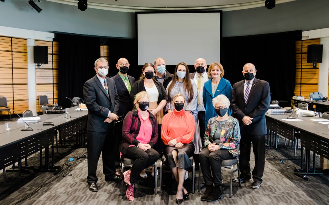 Napier City councillors pictured after the Maori ward decision at the Napier War Memorial Centre yesterday