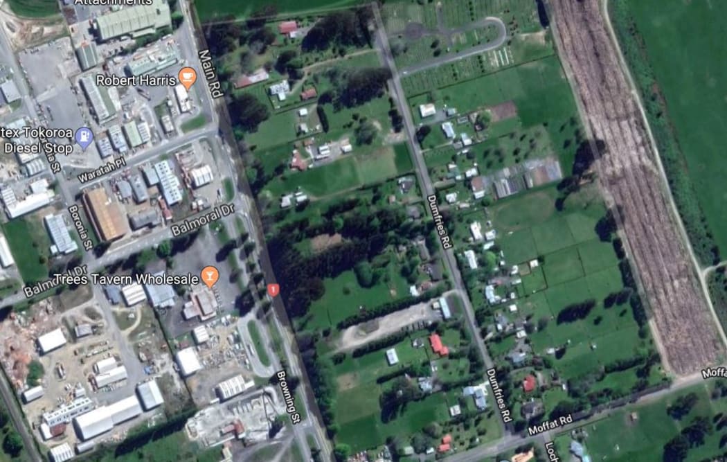 A map view of Dumfries Road, Tokoroa.