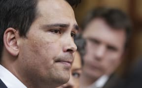 Simon Bridges talk to media after Jami-Lee Ross releases a phone call about a $100,000 donation to the National Party.