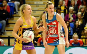 Katrina Rore defending Silver Fern teammate Laura Langman in the Australian domestic competition