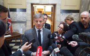 Prime Minister Bill English speaks to media following the attack in Manchester.