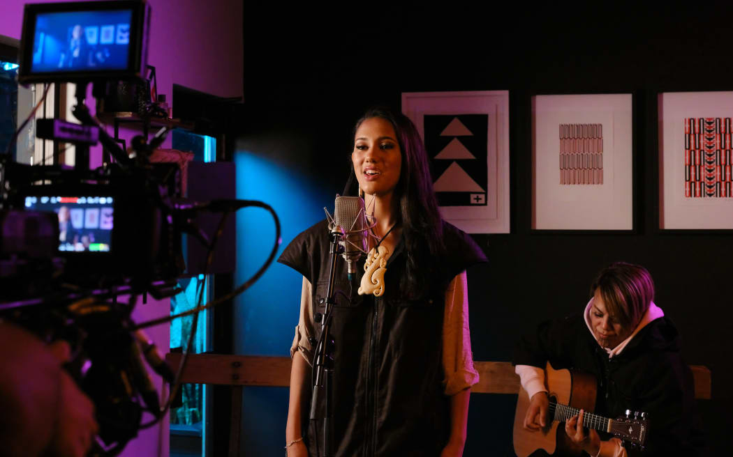 Kapowairua performs with her mum, Leonie