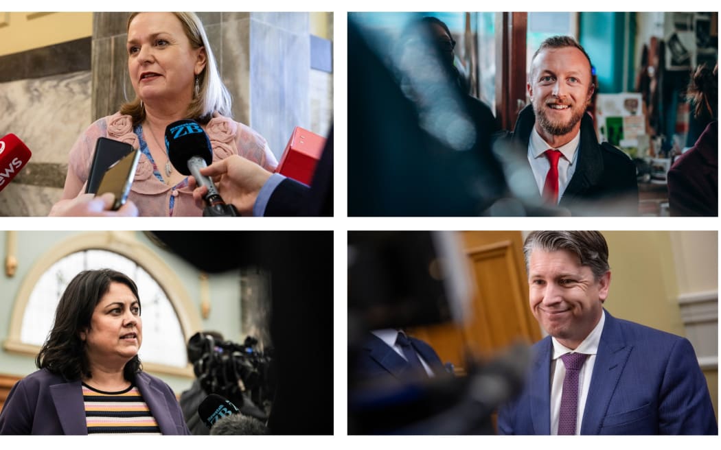 Some of the MPs who have moved up in yesterday's cabinet shuffle: (clockwise from top left) Jan Tinetti, Kieran McAnulty, Michael Wood and Ayesha Verrall.