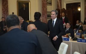 US Secretary of State Antony Blinken hosts a working lunch with Pacific Island Countries on the margins of the US-Pacific Island Country Summit in Washington, DC, September 28, 2022.