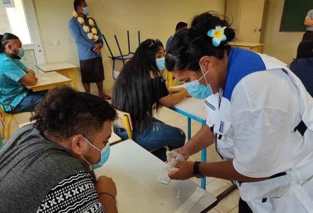 Testing for Covid-19 at a high school in Mata'Utu, the capital of Wallis and Futuna.