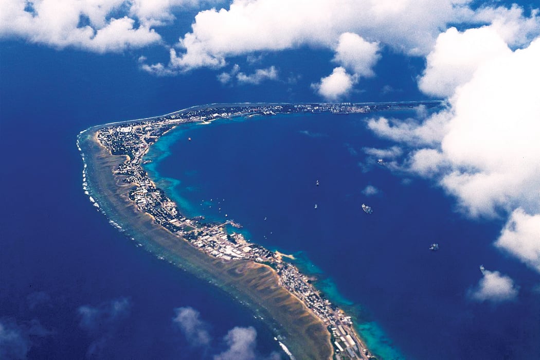 An aerial view of the downtown section of Majuro Atoll, where the first death attributed to the ongoing outbreak of dengue fever has happened.