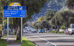 Signs identifying Whakatāne as gateway to Whakaari still in place