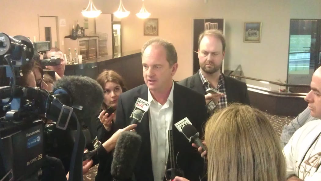 David Shearer speaks to reporters after the first day of the conference.