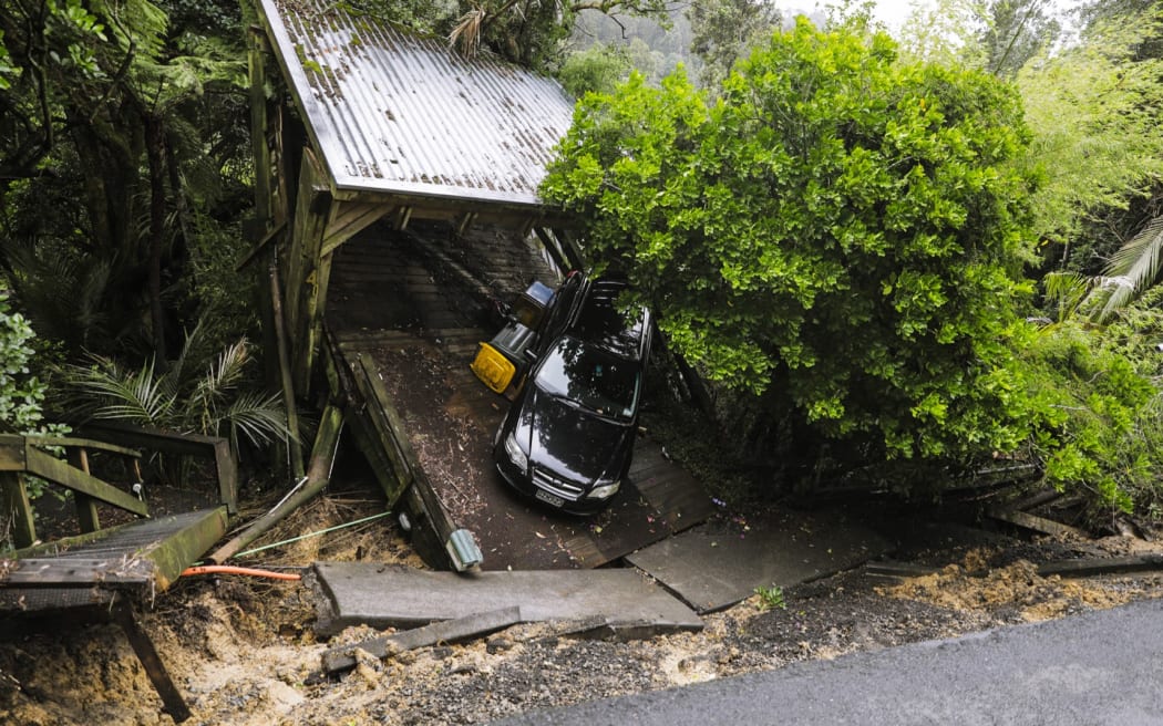 insurance Slip on Otitori Bay Rd, in Auckland's Titirangi