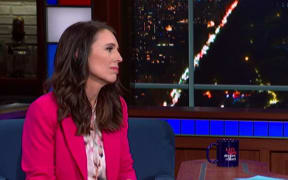 Jacinda Ardern appears on The Late Show with Stephen Colbert.