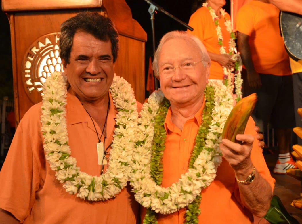 Eduoard Fritch and Gaston Flosse during the election campaign in 2013