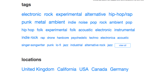 A small sample of Bandcamp's genre tags