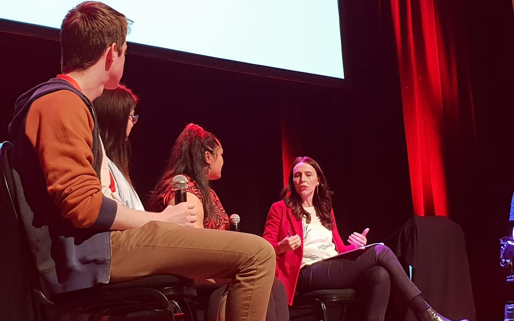Prime Minister Jacinda Ardern takes part in a youth panel.