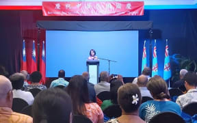Jessica Lee of the Taiwan Trade Mission in Fiji addresses guests at its national day celebrations in Suva on 8 October.