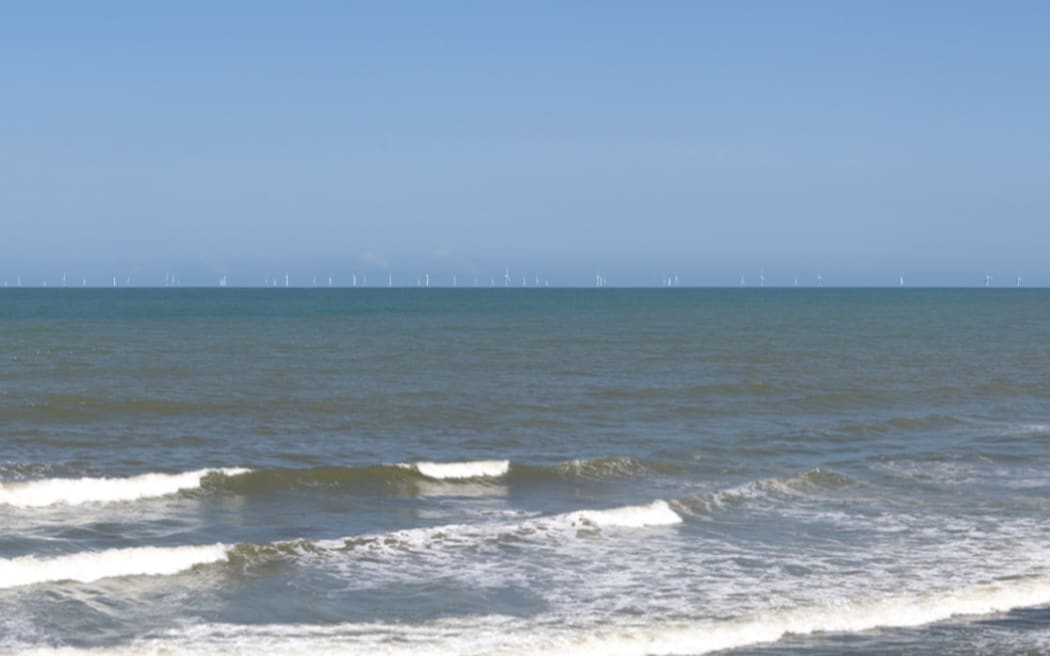 Визуальное моделирование местоположения ветряной электростанции на пляже Охав, у побережья Южного Таранаки.
