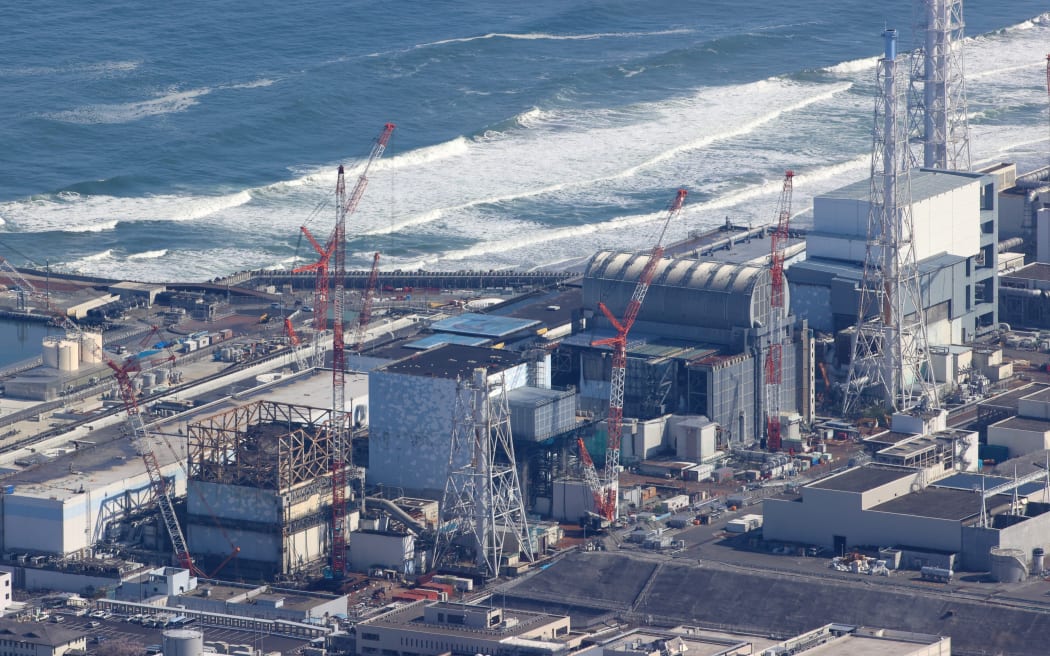 An aerial photo shows Fukushima No. 1 nuclear power plant in Okuma town, Fukushima Prefecture on April 7, 2021.