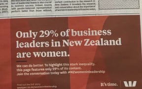 Westpac's ad in a special supplement highlighting inequality at the top in business.